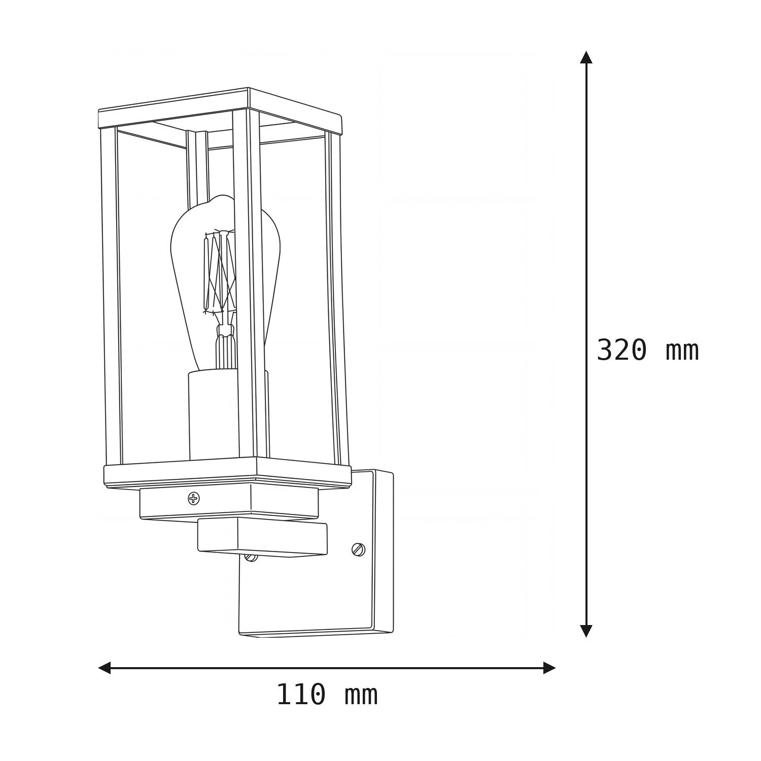 Wandleuchte, Außenleuchte, Glühbirne, Metall, Schraubmontage