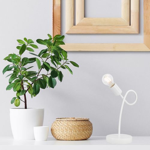 Tischlampe Metall Beleuchtung Weiß Modern H:32cm