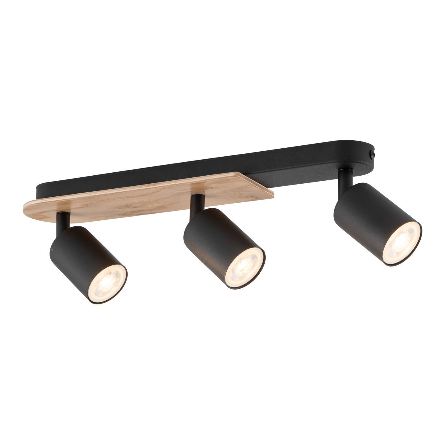 Aufbaustrahler 3-flammig GU10 51 cm Metall Holz Modern