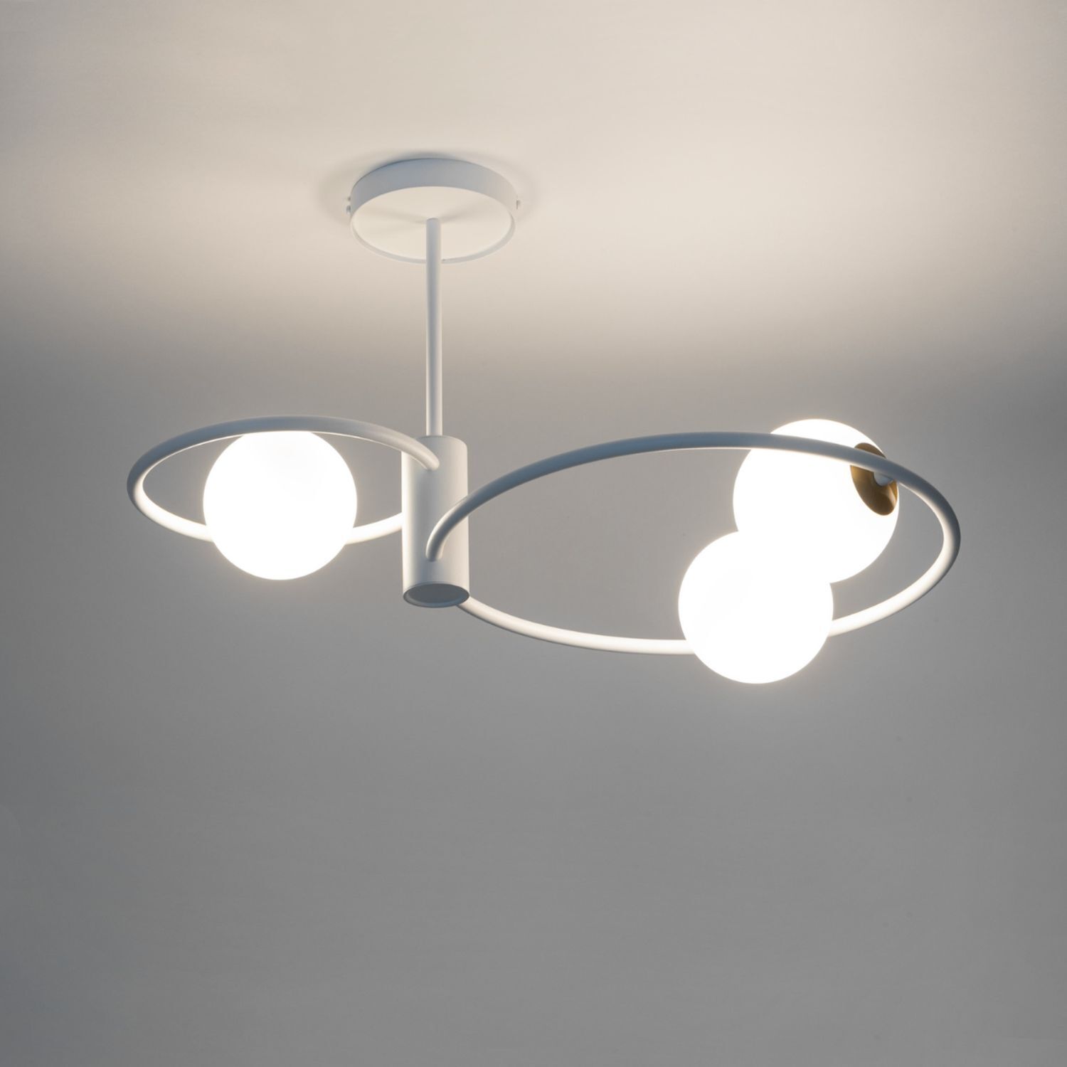 Große Deckenleuchte Weiß Metall Glas B:64 cm G9 Modern