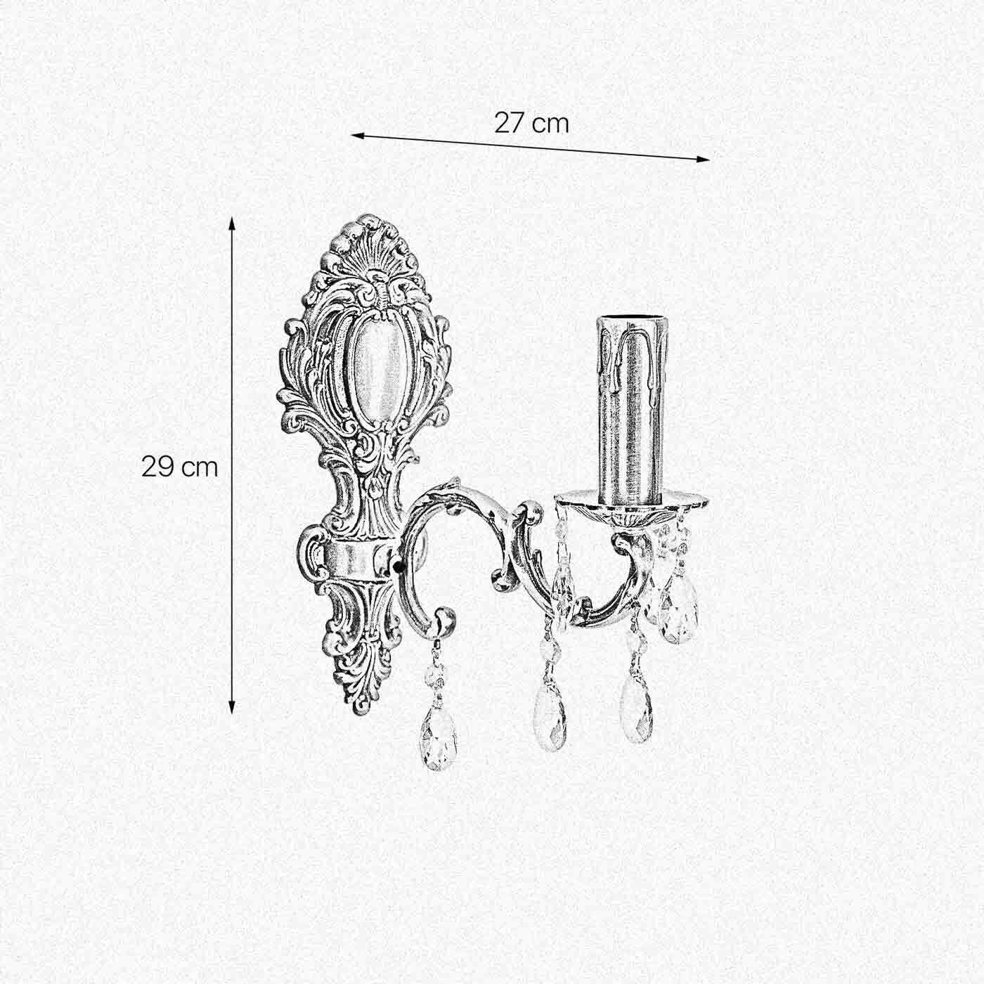 Wandleuchte Messing Kristall H: 29 cm E14 massiv in Bronze Leuchter, Lampe