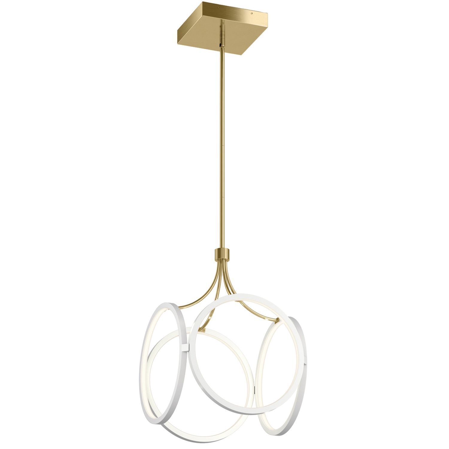 LED Hängelampe Modern B: 35,6 cm in Creme Gold 3000 K Leuchter, Lampe