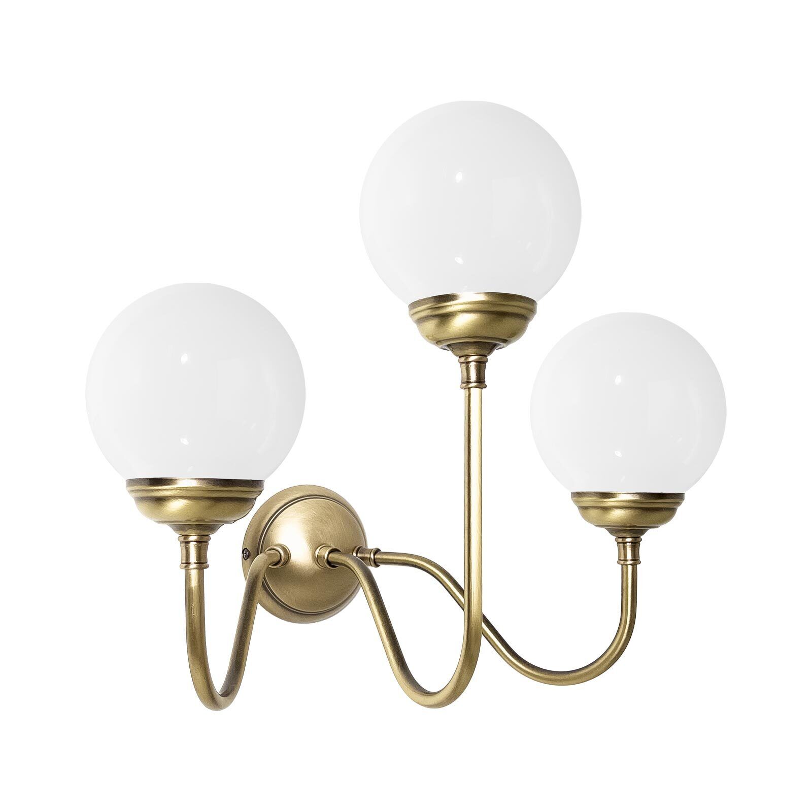 Wandlampe 3-flammig E14 Glas Echt-Messing B: 39 cm Lampe, Leuchte, Kronleuchter