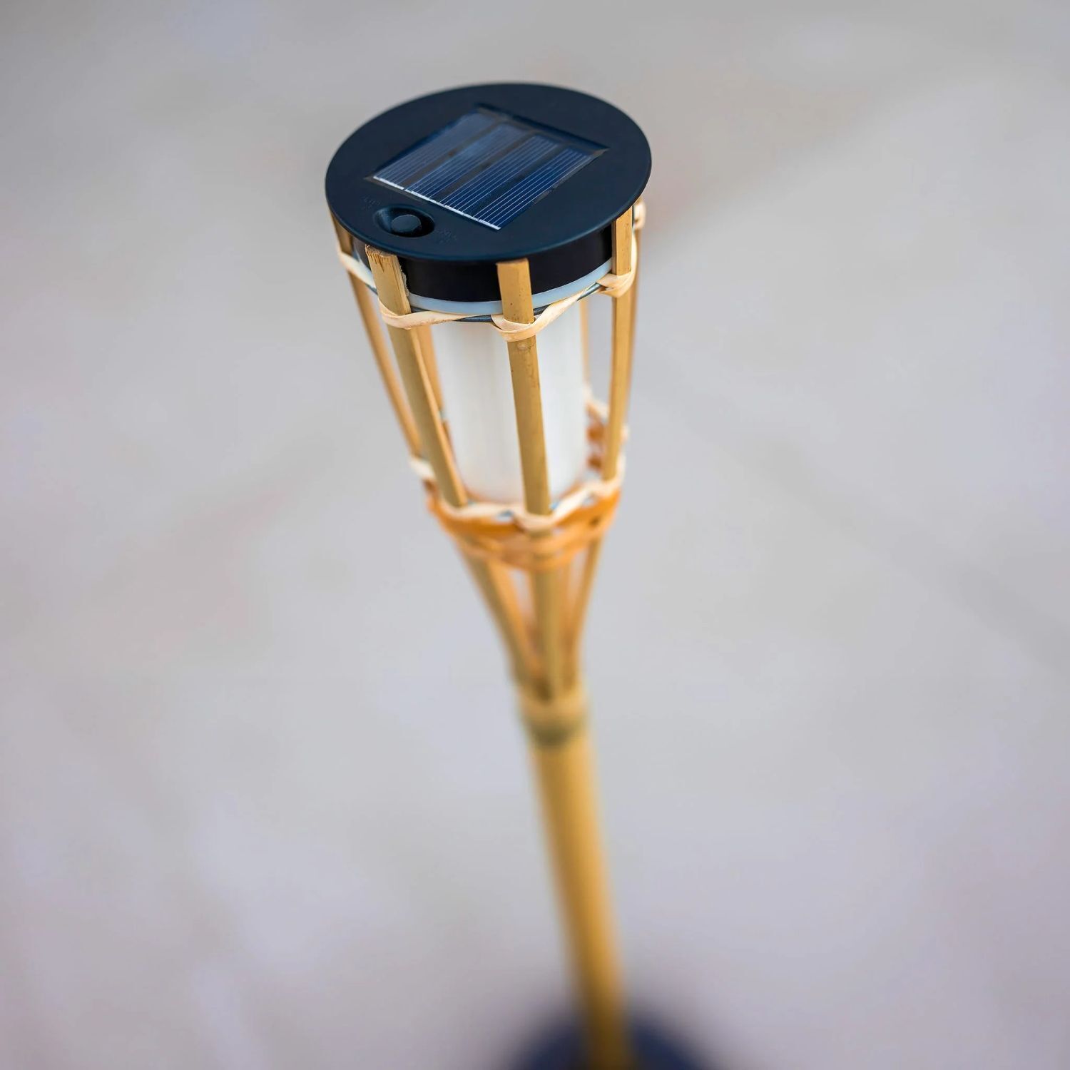 LED Außenleuchte Fackel Erdspieß Solar 120 cm hoch Bambus IP44 Lampe