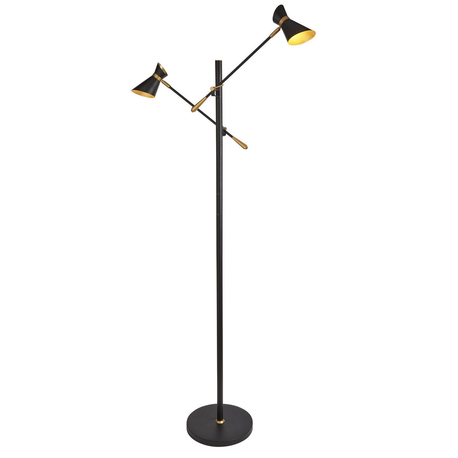 LED Stehlampe 3000K 160 cm verstellbar Metall Schwarz Gold