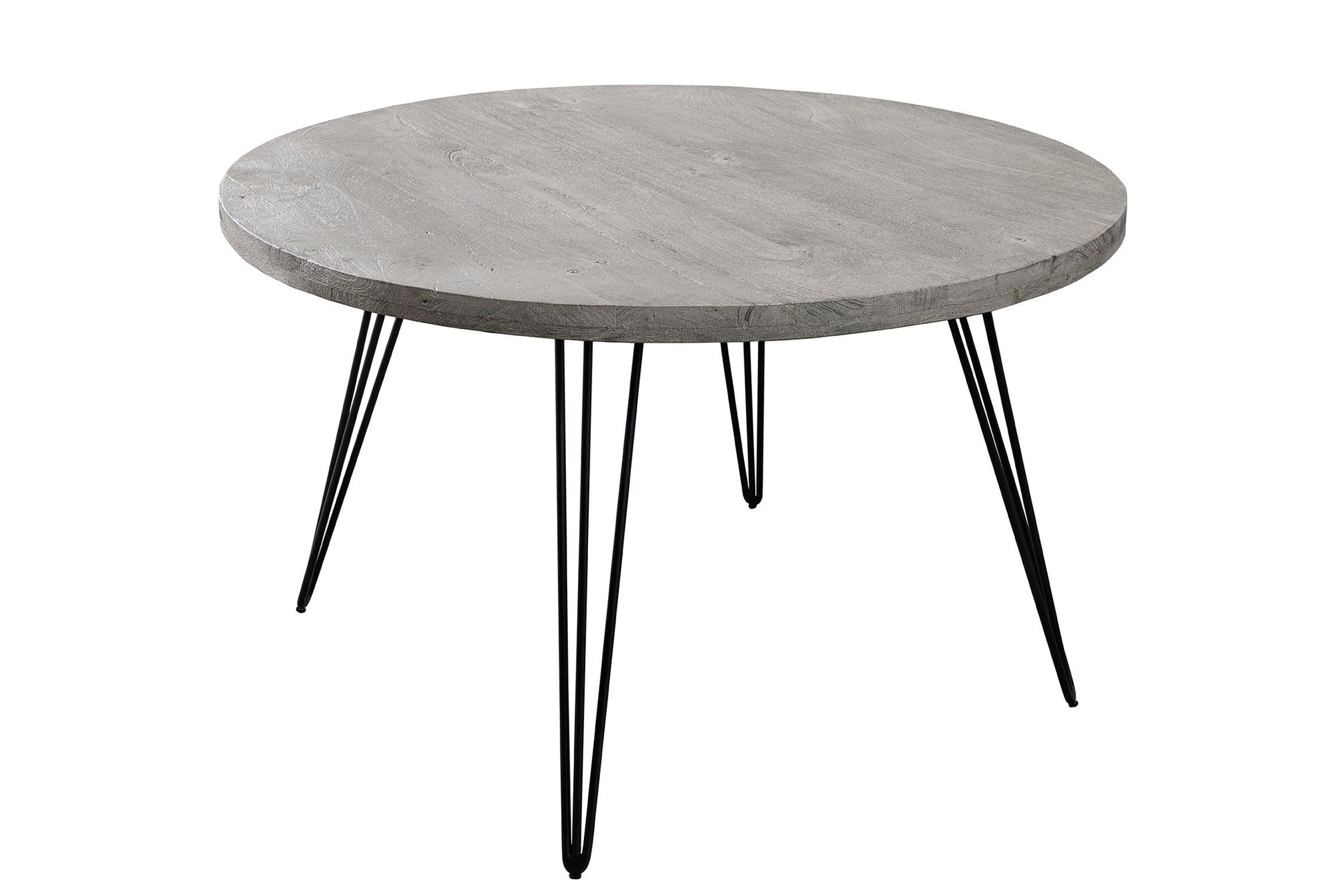 Esstisch rund Ø 120 cm Grau Schwarz Mango Holz Metall