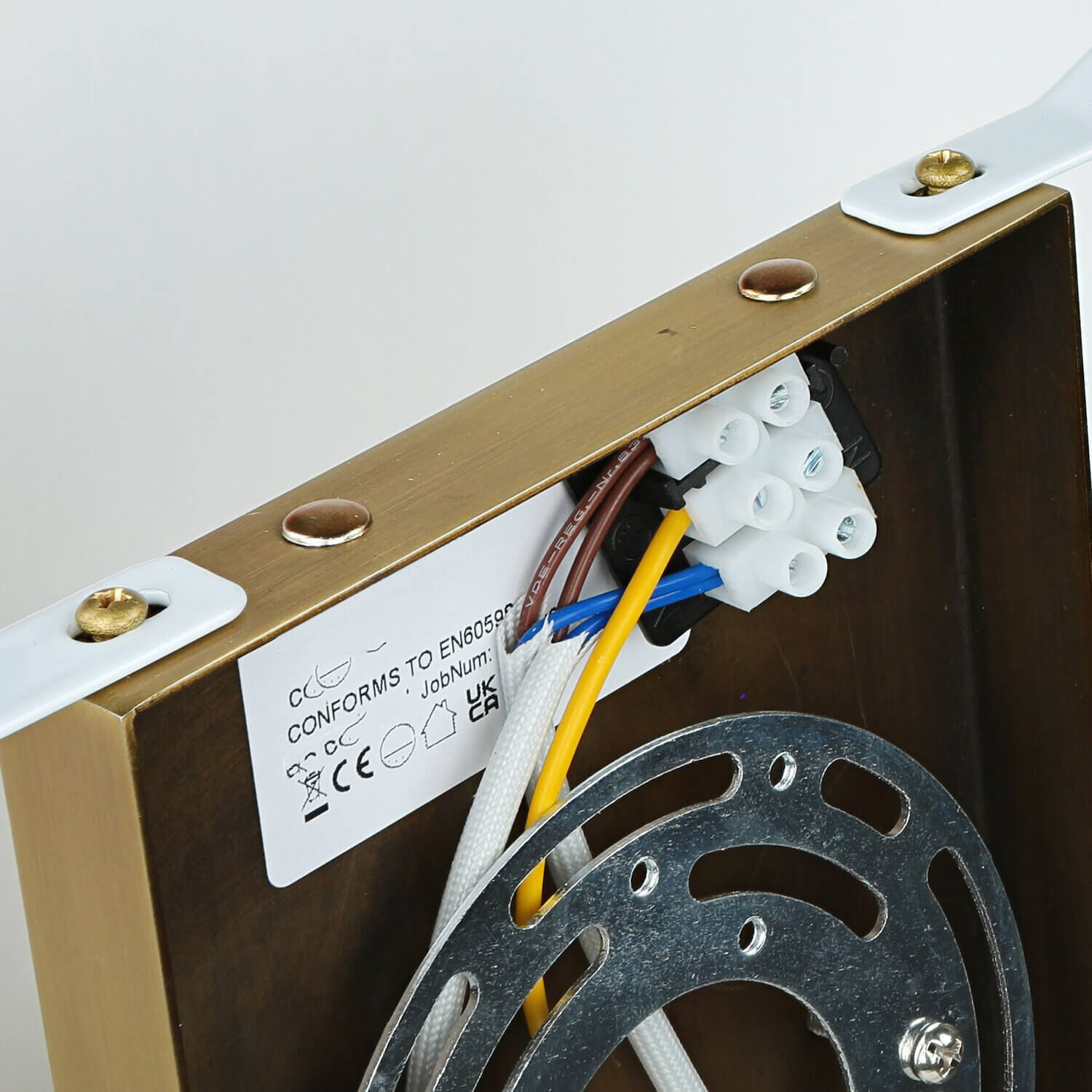 Wandleuchte Stoff Up Down in Creme Messing GRASTA