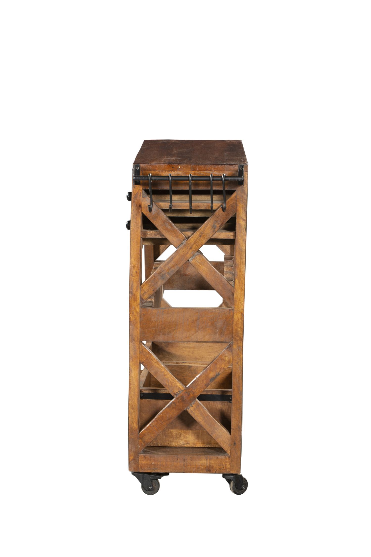 Barschrank mit Rollen Mangoholz Stahl B: 100 cm Industrial Moebel, Holz, Krippe, Babybett, Kiste