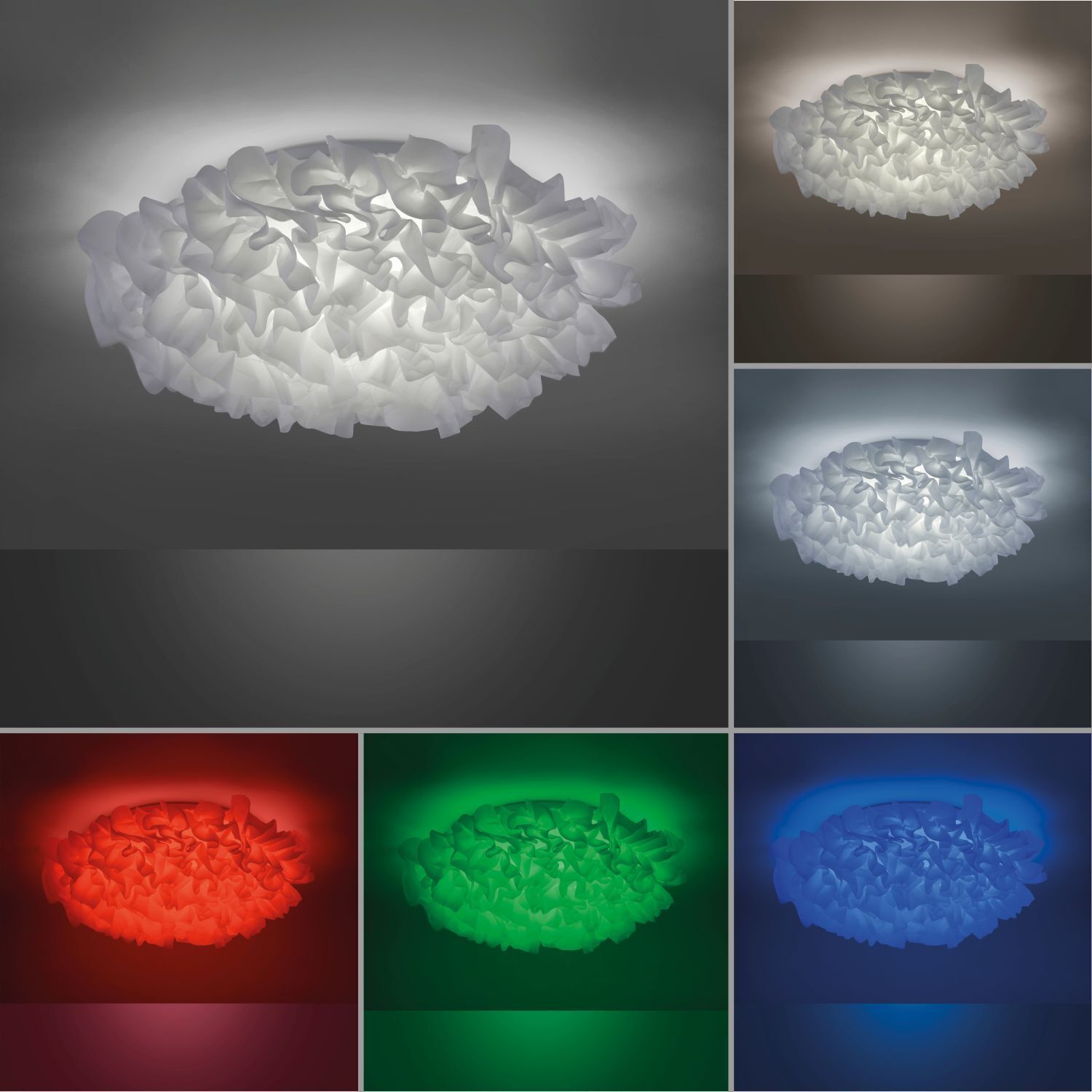 LED Deckenleuchte Stoff Weiß rund Ø50 cm 2700-5000 K