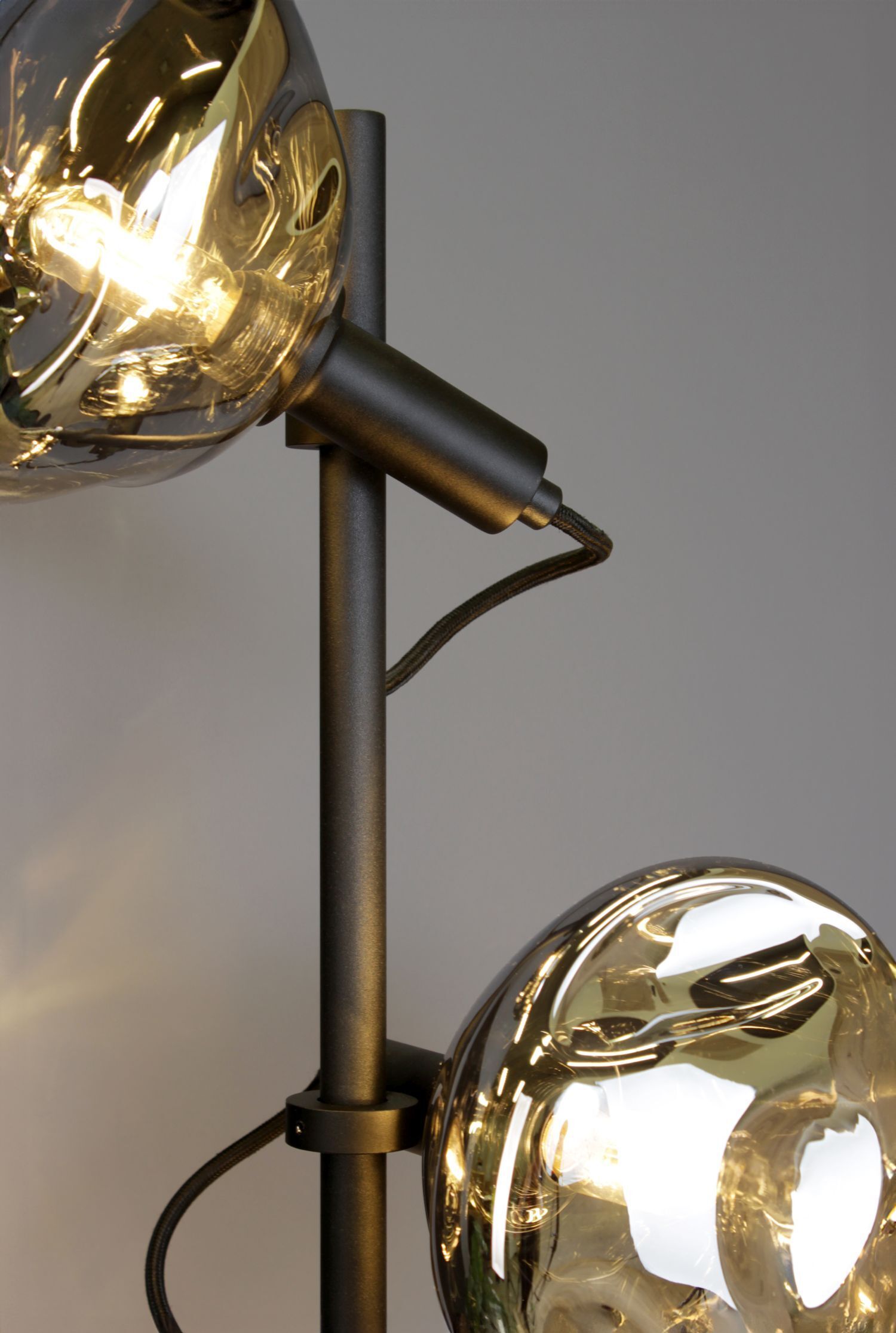 Stehlampe Glas Aluminium in Schwarz Silber 166 cm E14 Beleuchtung, Lampe