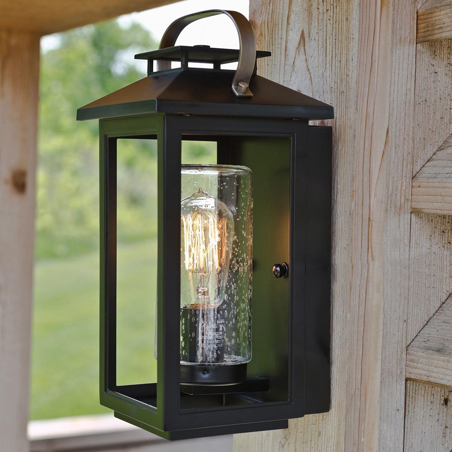 Außenwandleuchte E27 35,5 cm hoch IP44 Schwarz Wandleuchte, Außenlampe, Glühbirne, Metall, schwarz