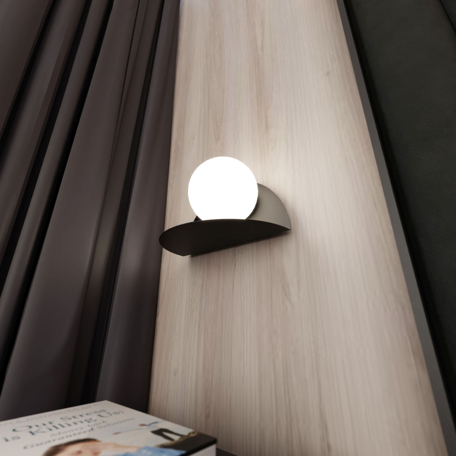 Wandlampe Kugelschirm Glas Metall Weiß Schwarz B: 30 cm SELMA