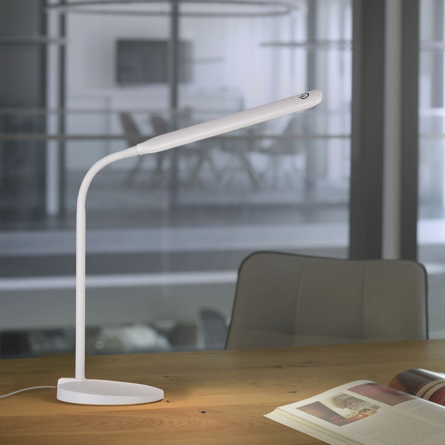 LED SchreibTischlampe Metall Weiß Touch 64 cm flexibel Lampe