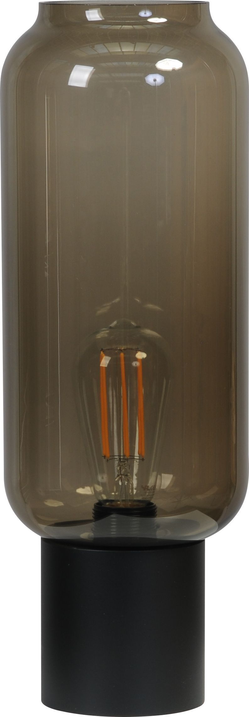 Tischlampe Schwarz Glas Schirm 43 cm hoch Wohnzimmer