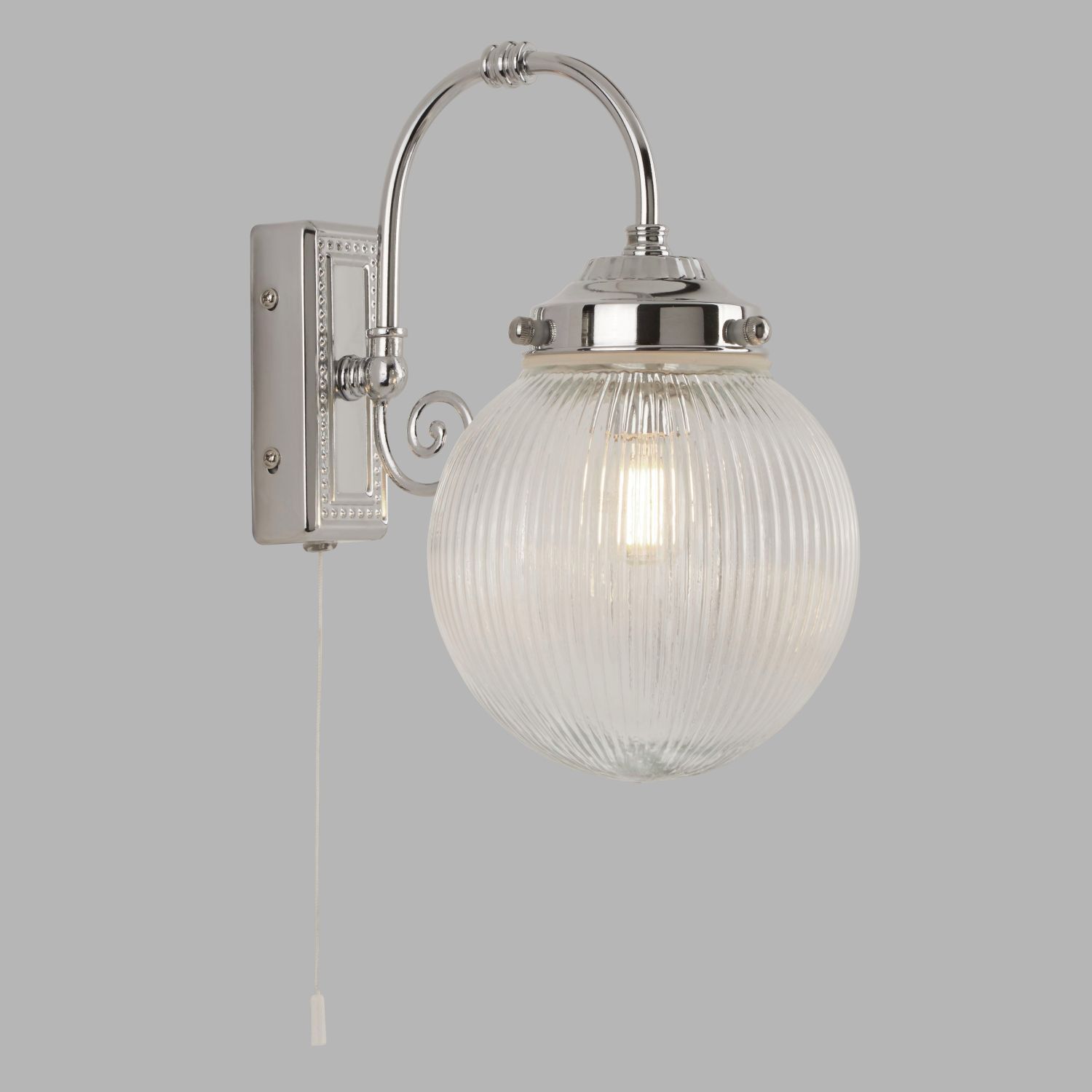 Wandlampe mit Schalter IP44 Chrom Weiß Kugelschirm Bad