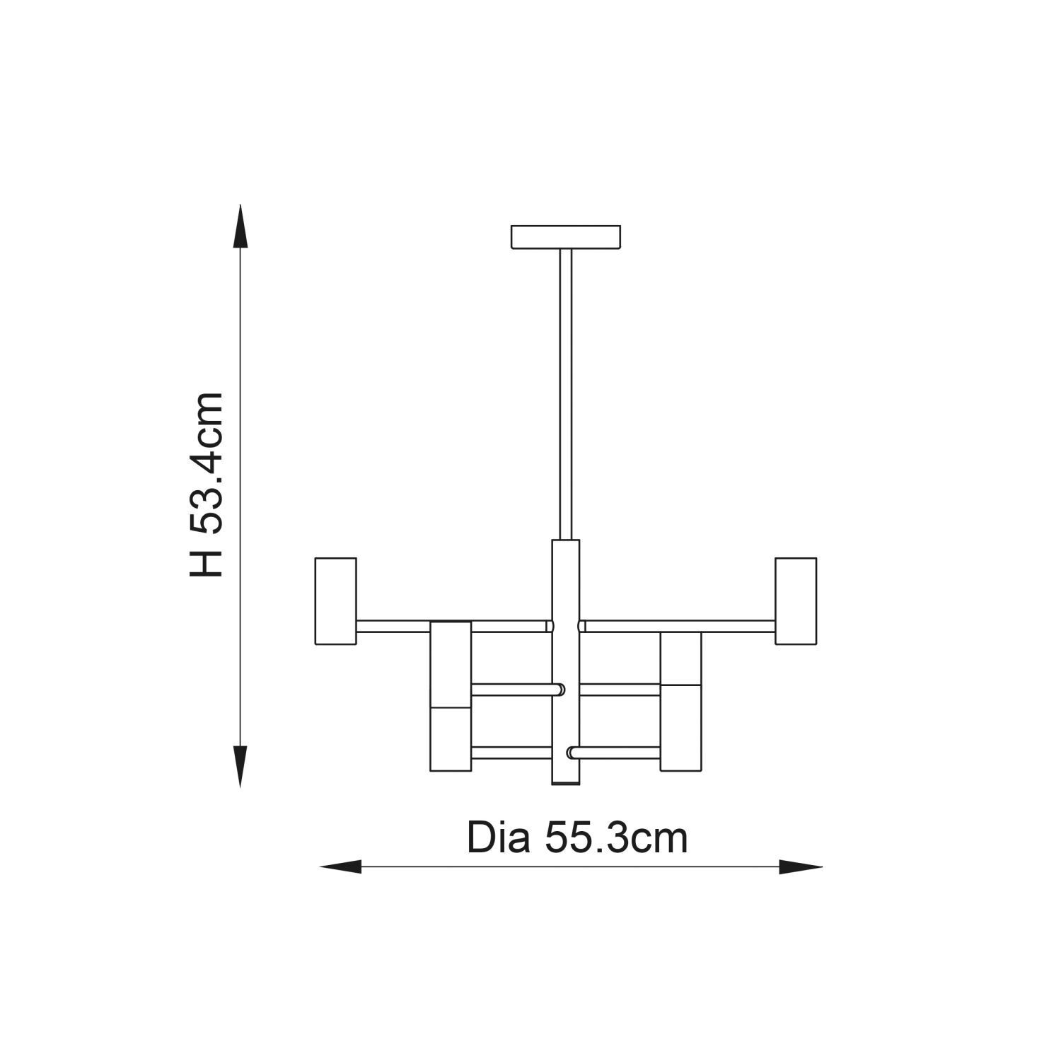 Deckenlampe Metall Schwarz B: 55,3 cm minimalistisch 6x E27