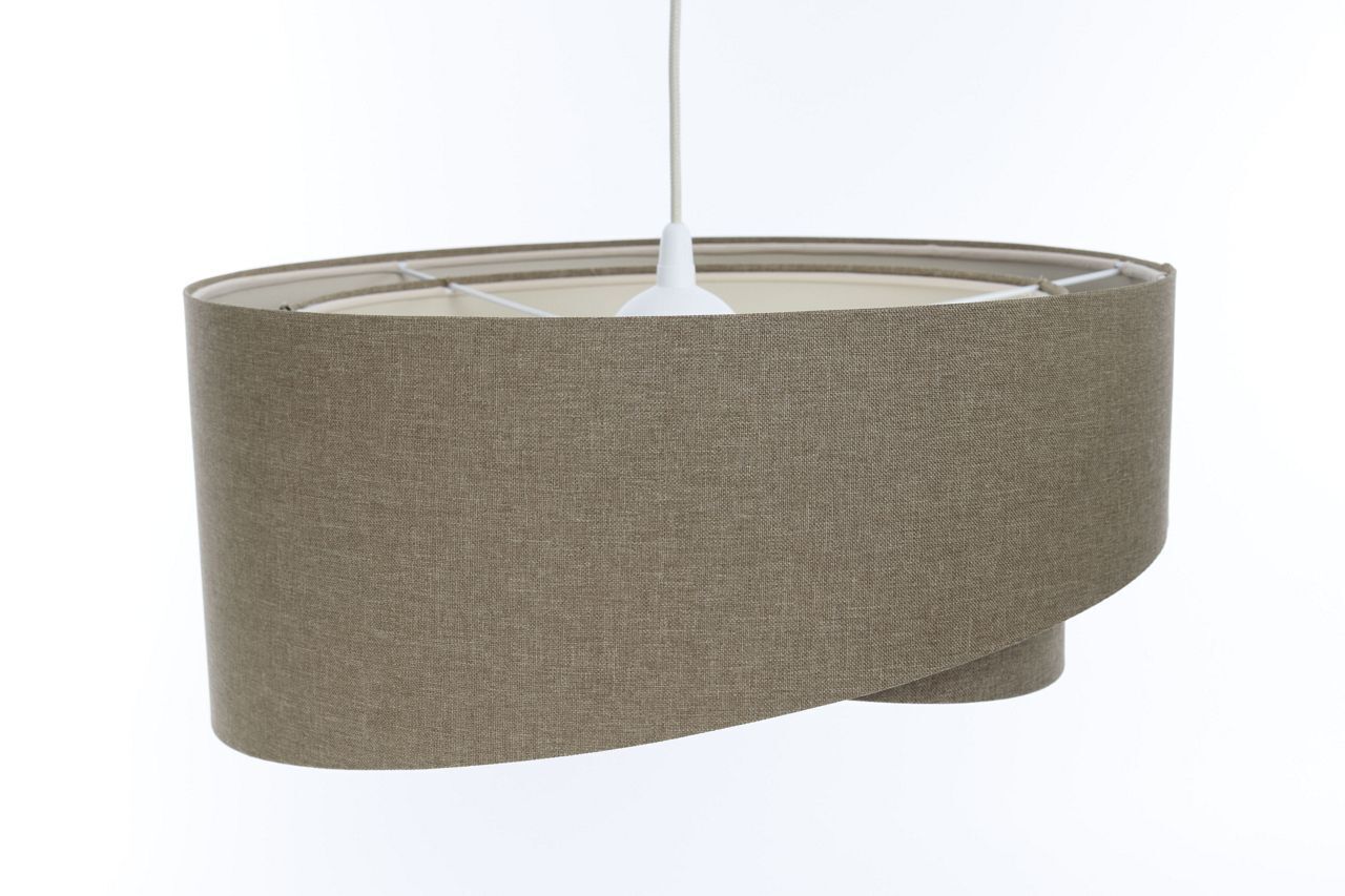 Hängelampe Modern E27 rund D: 40 cm Braun Stoff Boho