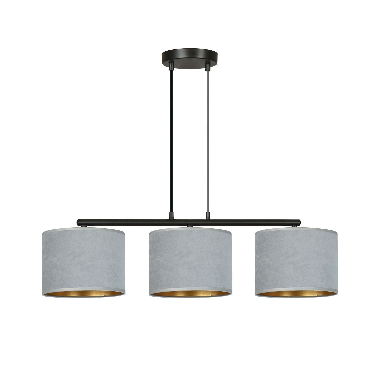 Pendelleuchte Metall Stoff L: 72 cm Schwarz Grau Gold E27