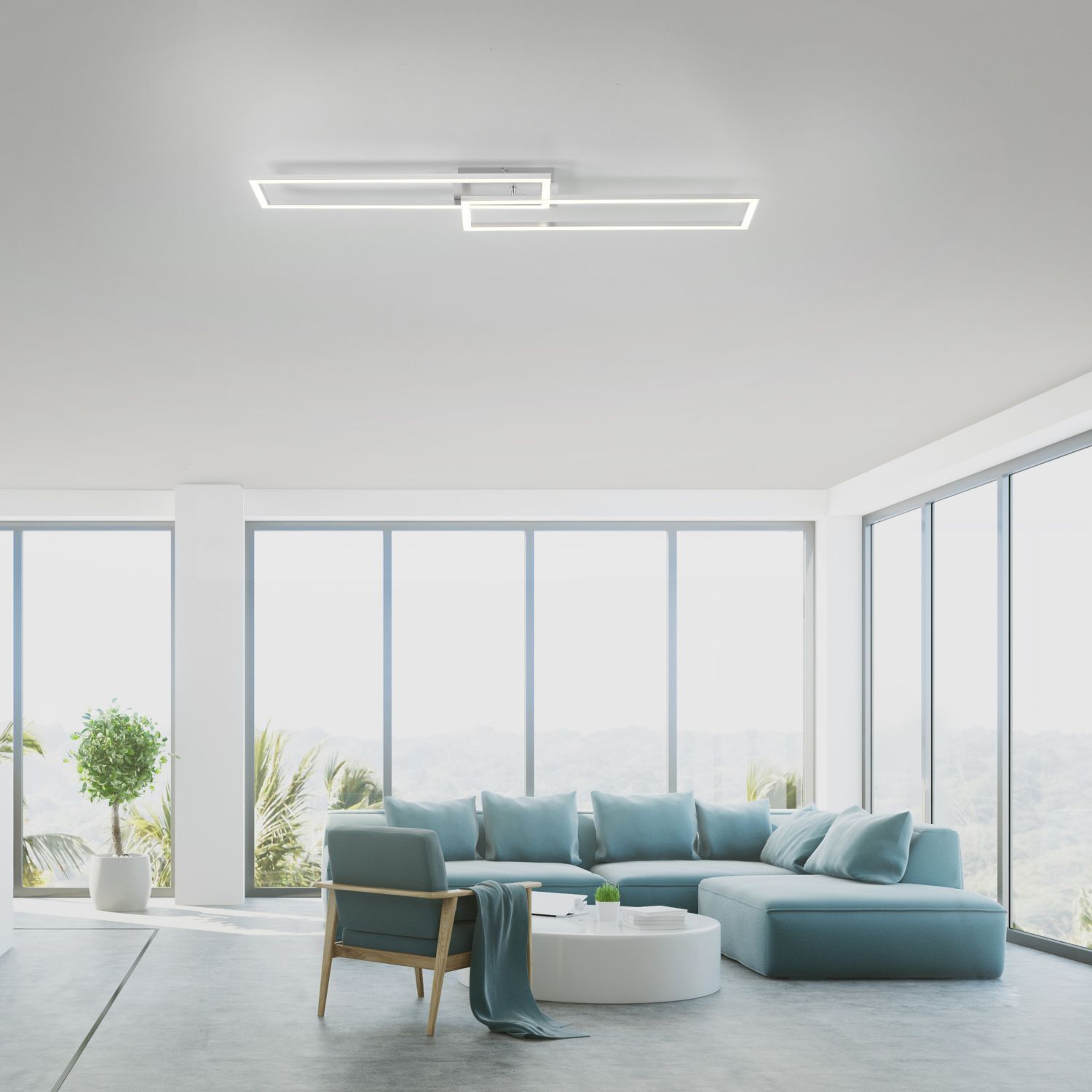 Dimmbare LED Deckenleuchte in Stahl 3000 K L:102 cm