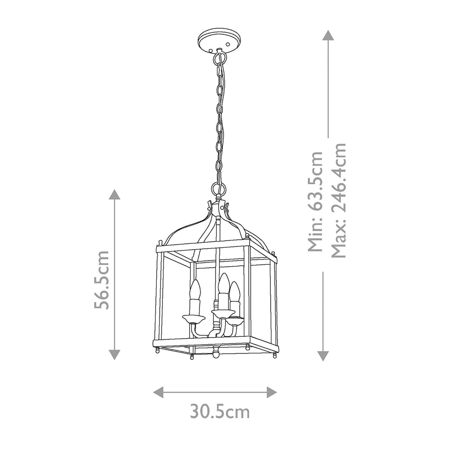 Pendelleuchte Metall 30,5 cm breit H: max. 246,4 cm 3x E14 Lampe, Kronleuchter