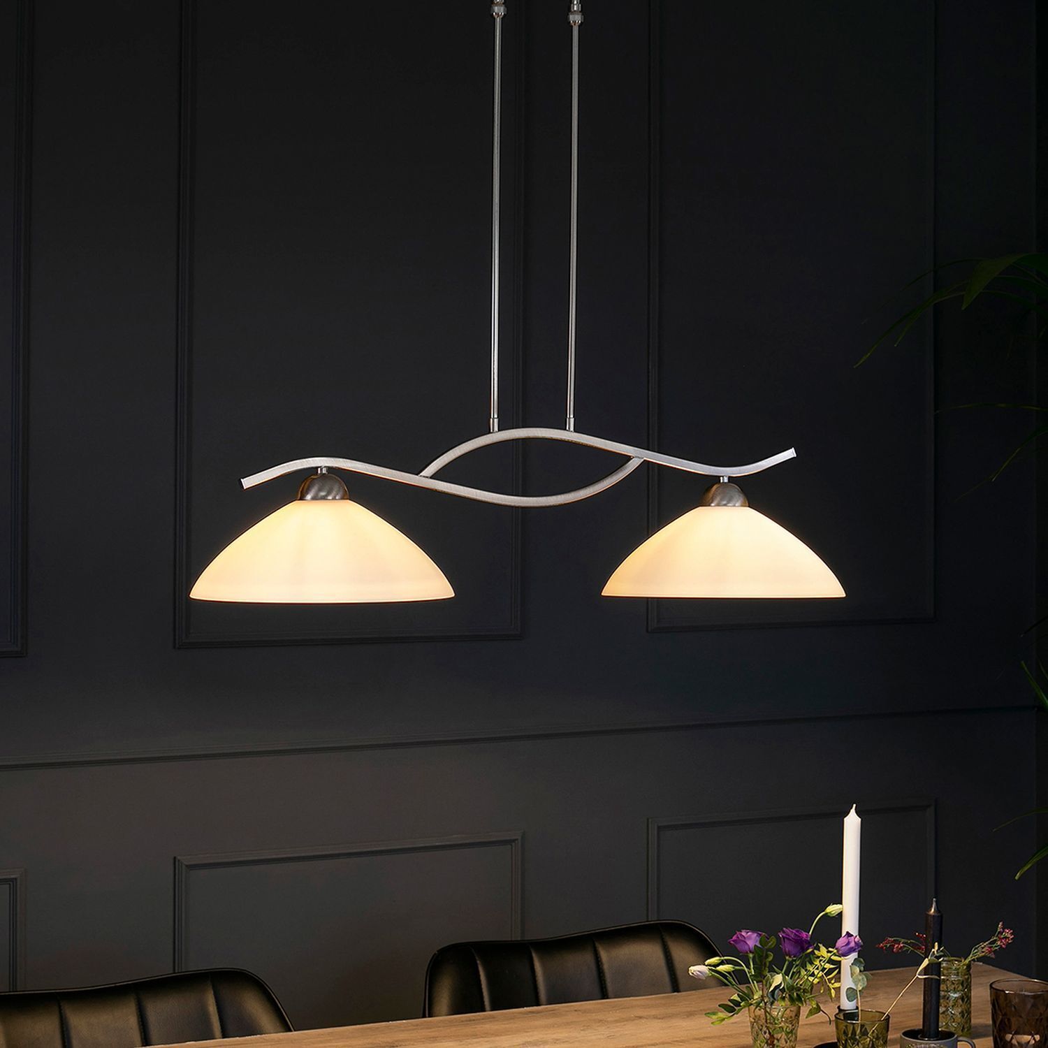 Wohnliche Deckenlampe Metall Glas in Stahl Weiß 82 cm