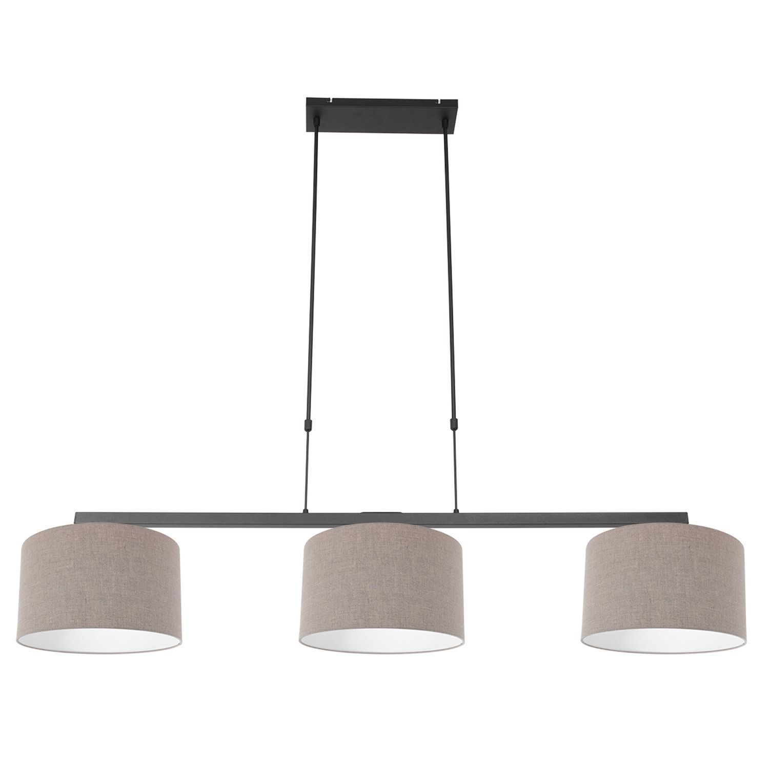 Pendelleuchte Schwarz Grau Metall Stoff 140 cm wohnlich