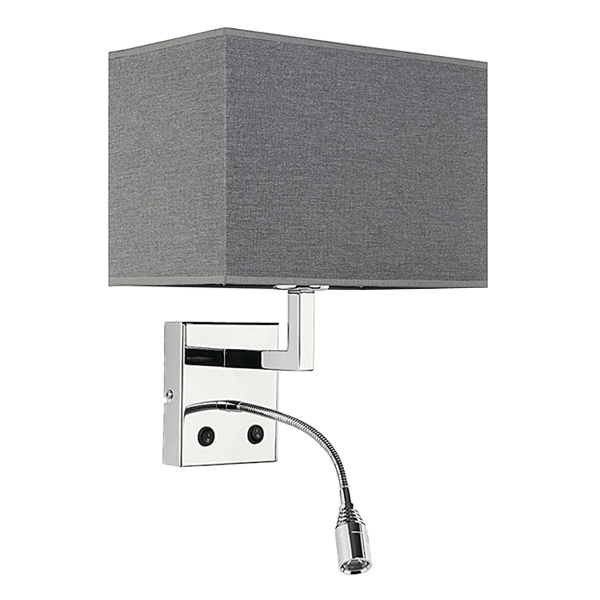 Wandleuchte, Wandlampe, Chrom, Metall, Schwarz/Grau