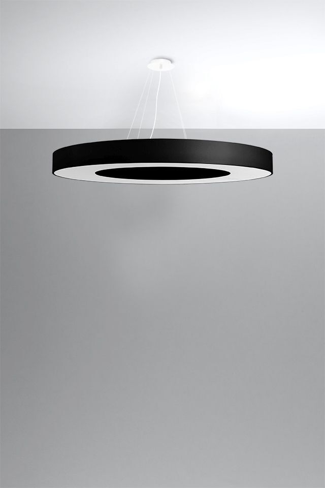 Hängelampe groß Ø 90 cm rund Schwarz Stoff SANNY