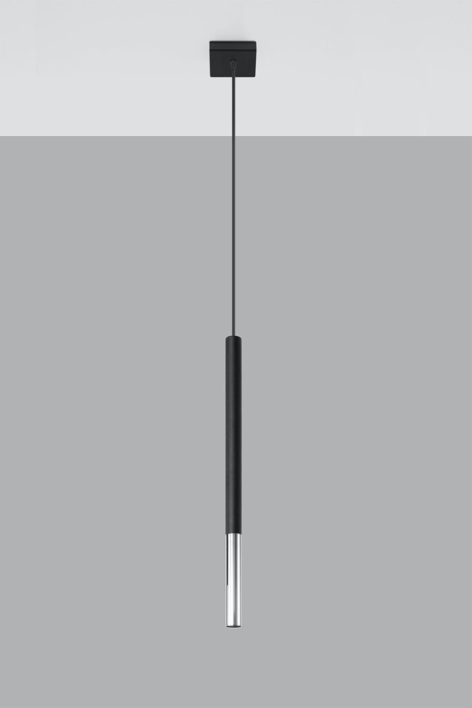 Hängelampe Metall Schwarz Chrom Ø 2,5 cm schmal Zylinder