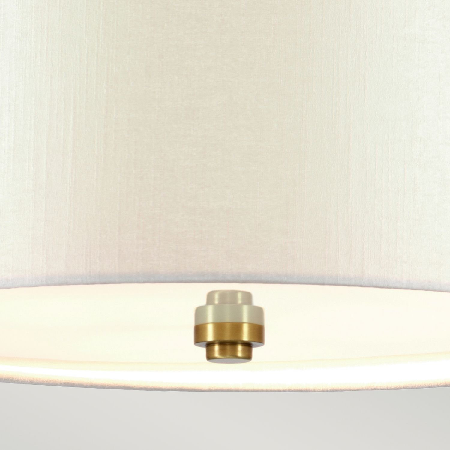 Deckenleuchte Stoff Schirm in Creme Messing rund Ø56cm Lampe