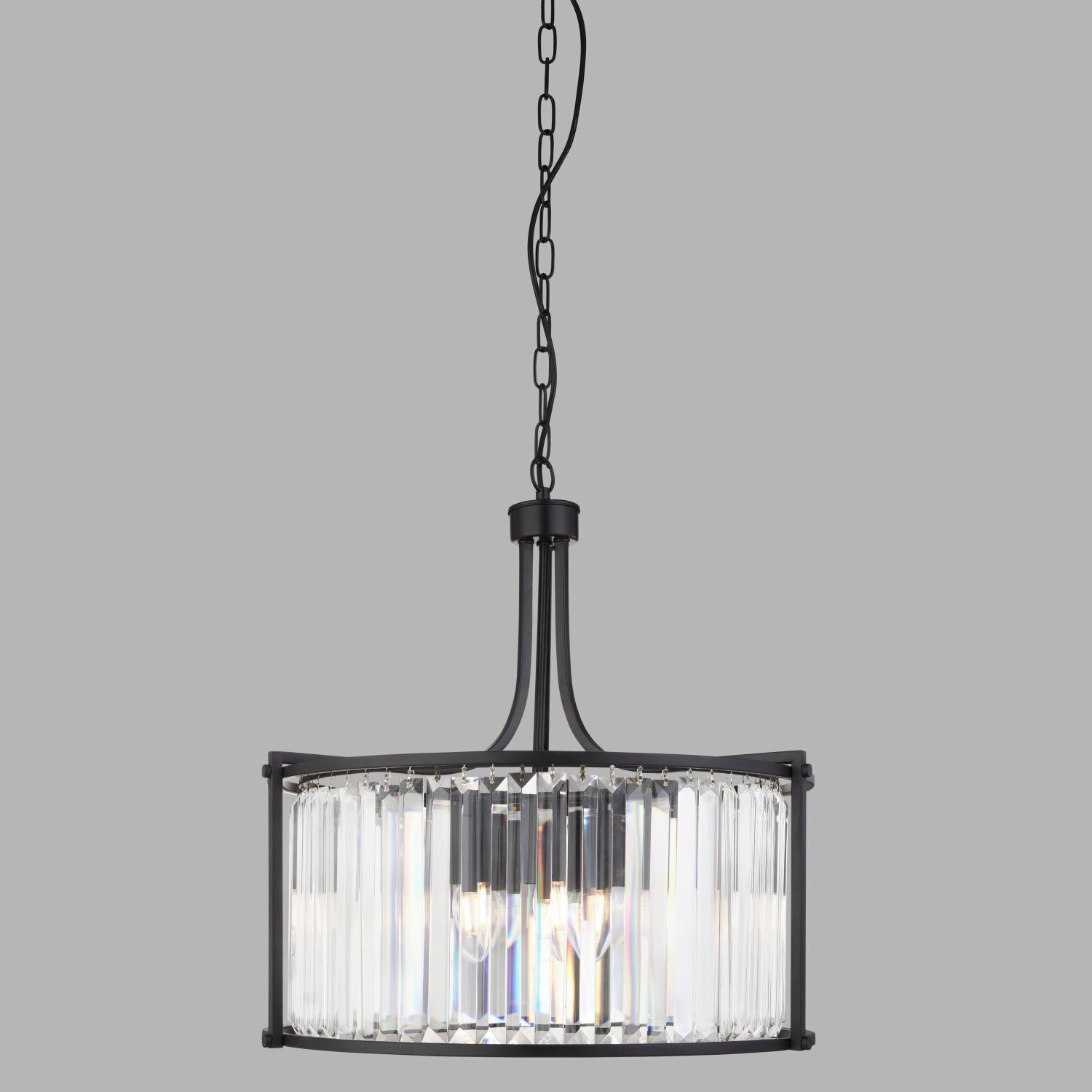 Hängelampe rund Ø 50 cm Kristall Art Déco Schwarz Klar
