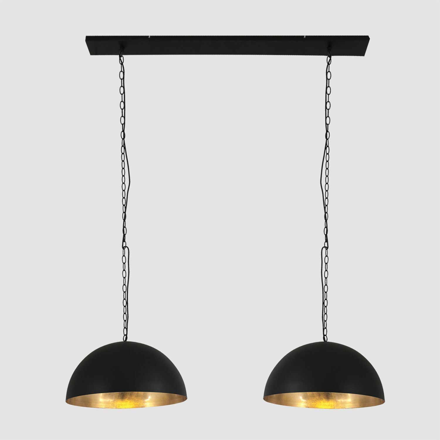 Lange Hängelampe Metall in Schwarz Gold 140 cm E27