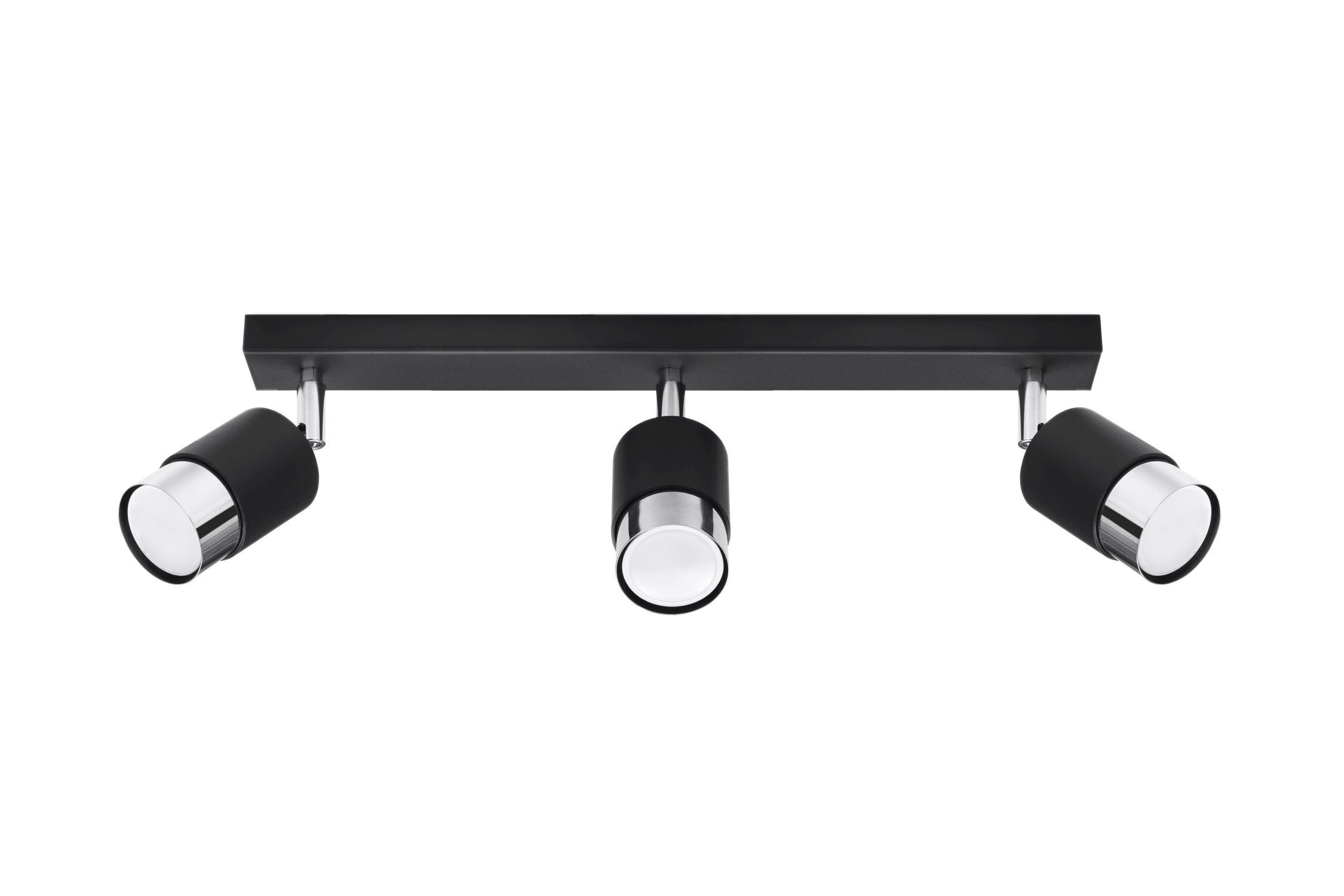 Deckenlampe 3-flammig 45 cm Schwarz Chrom schwenkbar