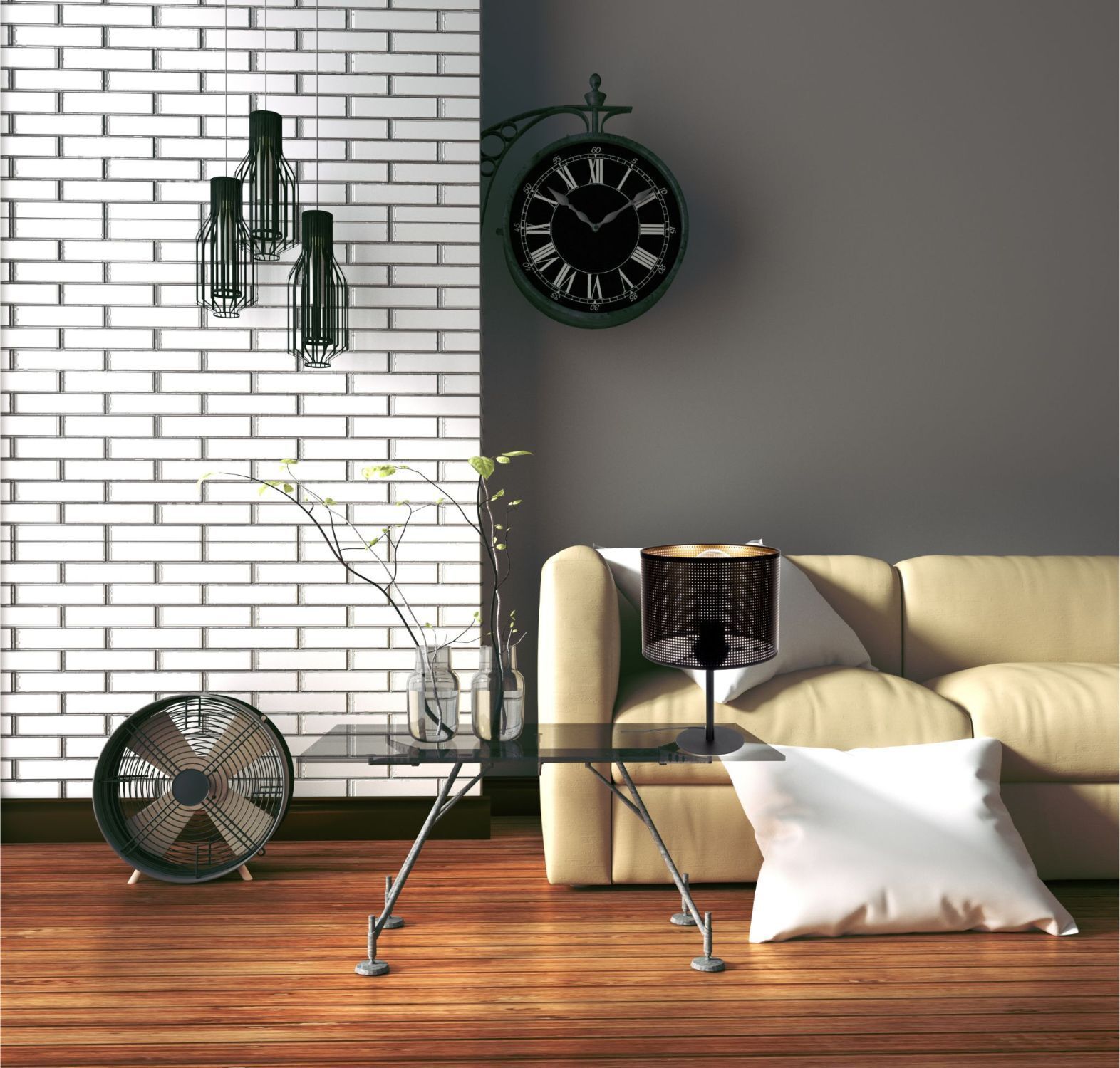 Kleine Tischleuchte Metall Schwarz Gold E27 30 cm Loft