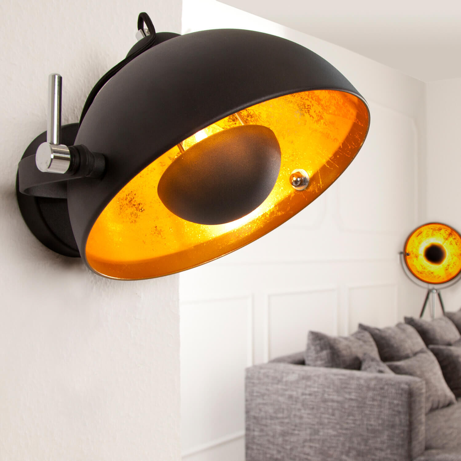 Außergewöhnliche Wandlampe Retro rund E27 Beleuchtung, Lampe, Lampenschirm, Leuchte