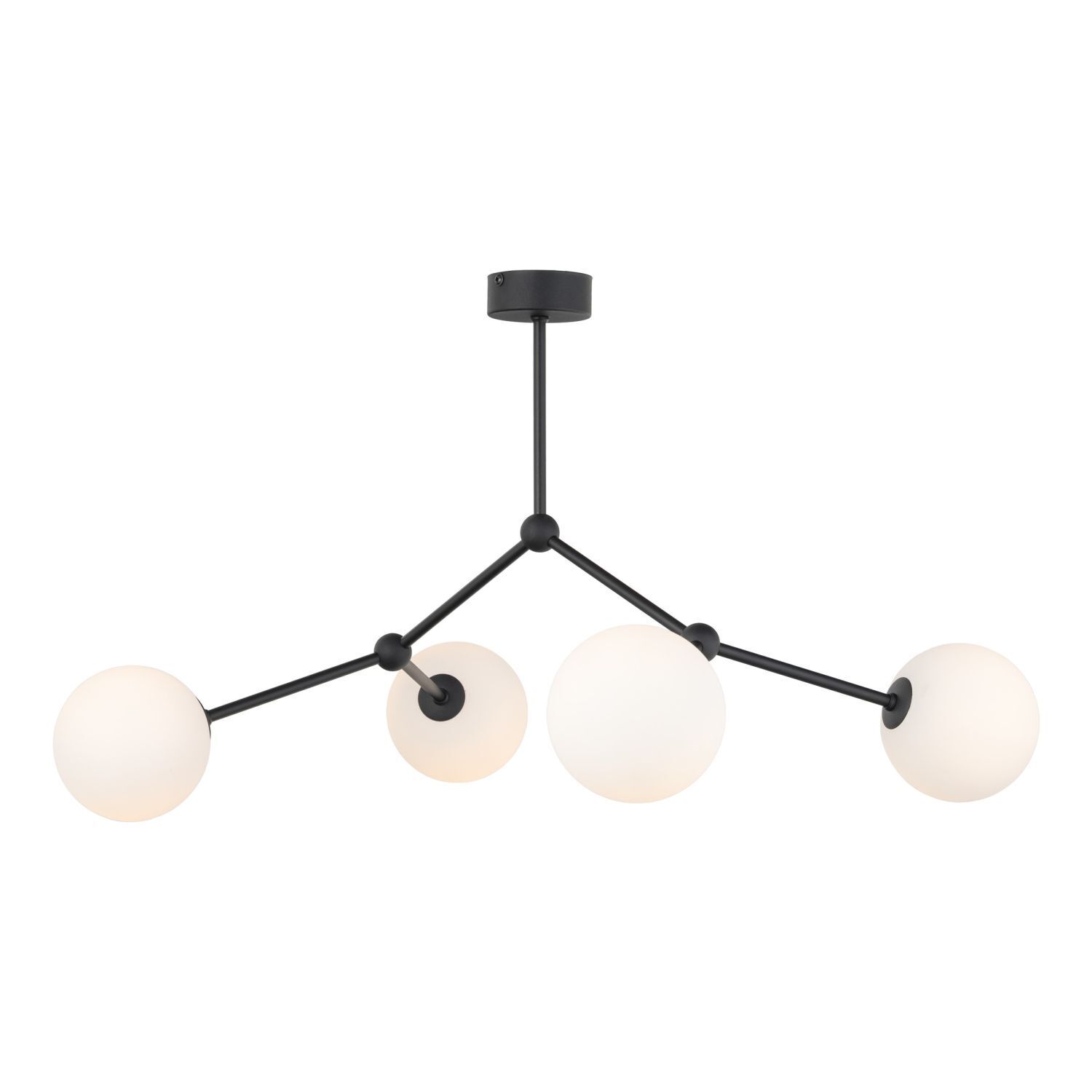 Deckenlampe Kugelschirm Schwarz Weiß Metall Glas