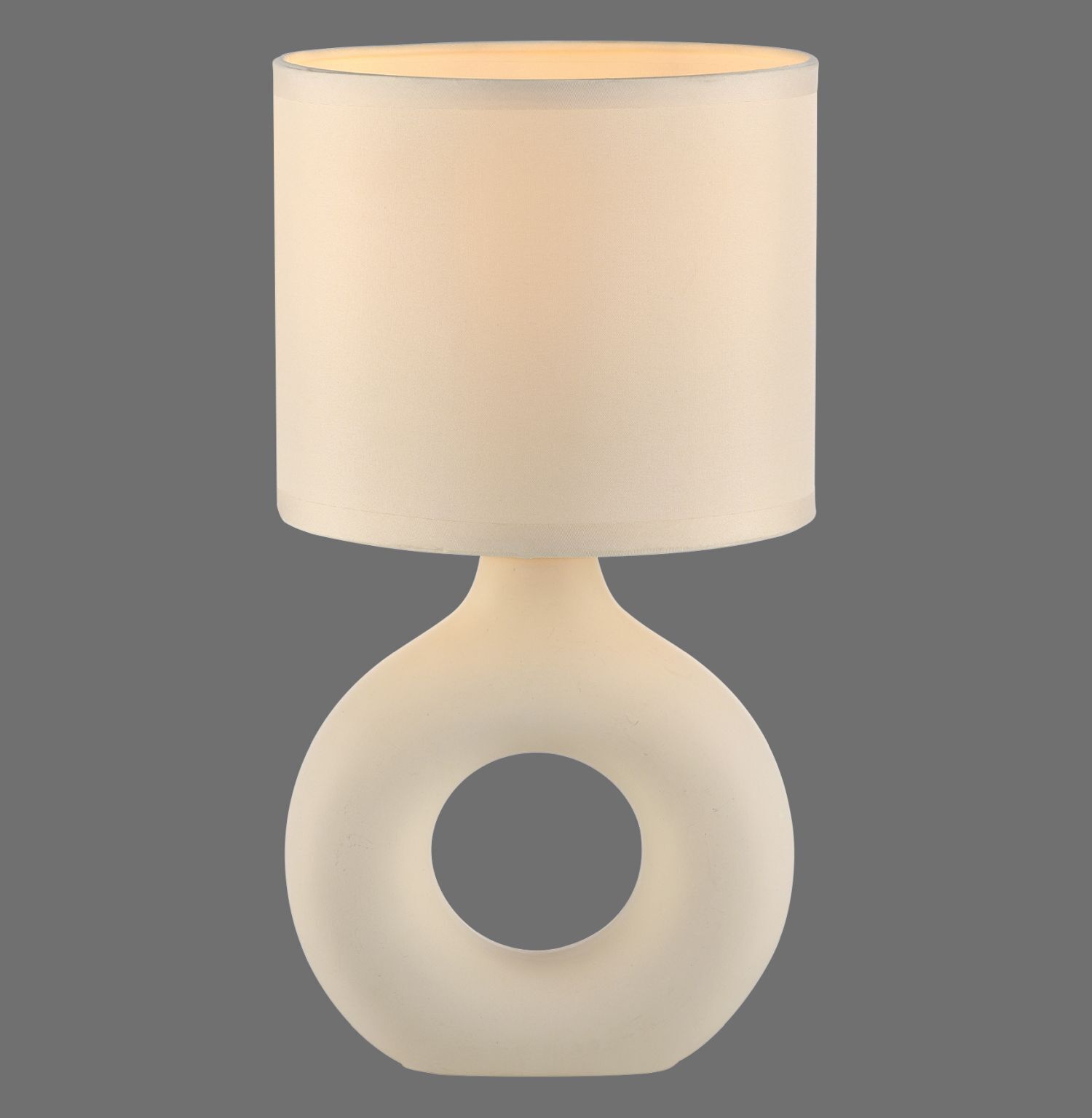 Tischlampe Keramik Stoff blendarm 30 cm E27 Beige Lampe, Tischlampe