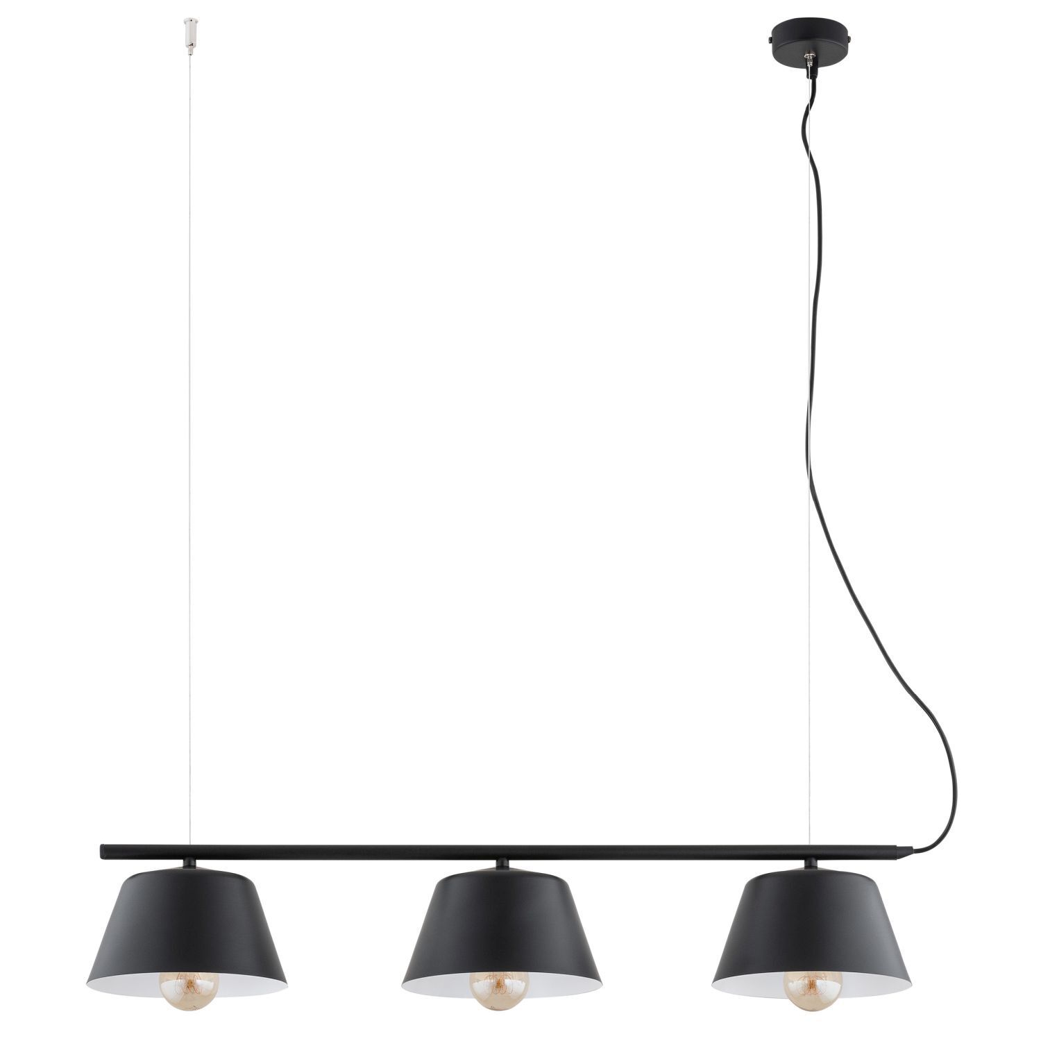 Hängelampe Metall B: 82 cm Modern Schwarz Weiß E27 3-flammig