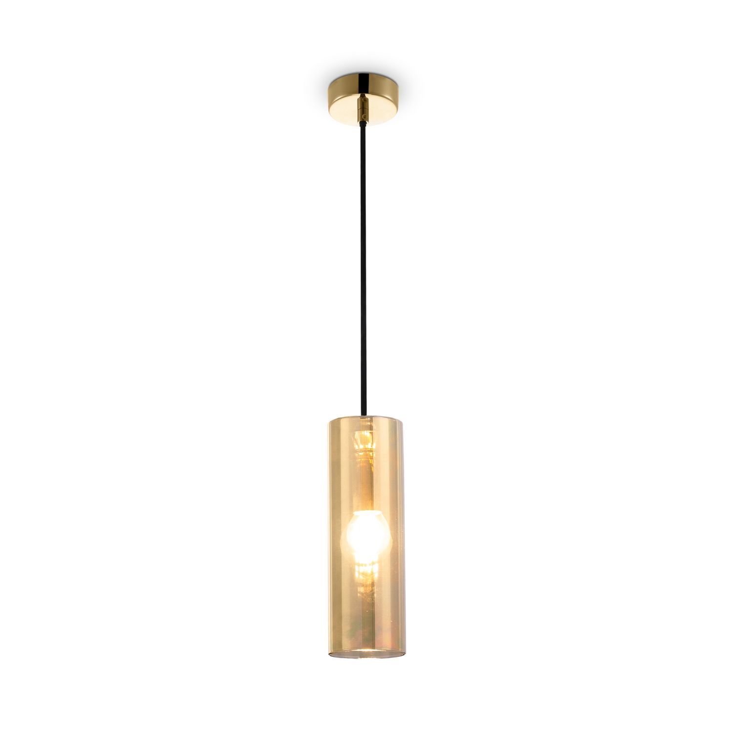 Hängelampe Metall Rauchglas rund Ø 8 cm H: max. 178 cm