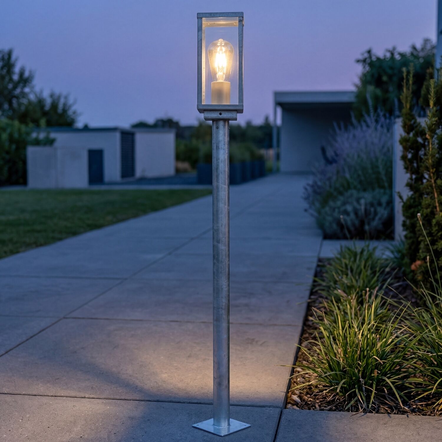 Sockelleuchte Vintage Aluminium in Zink IP44 E27 100 cm