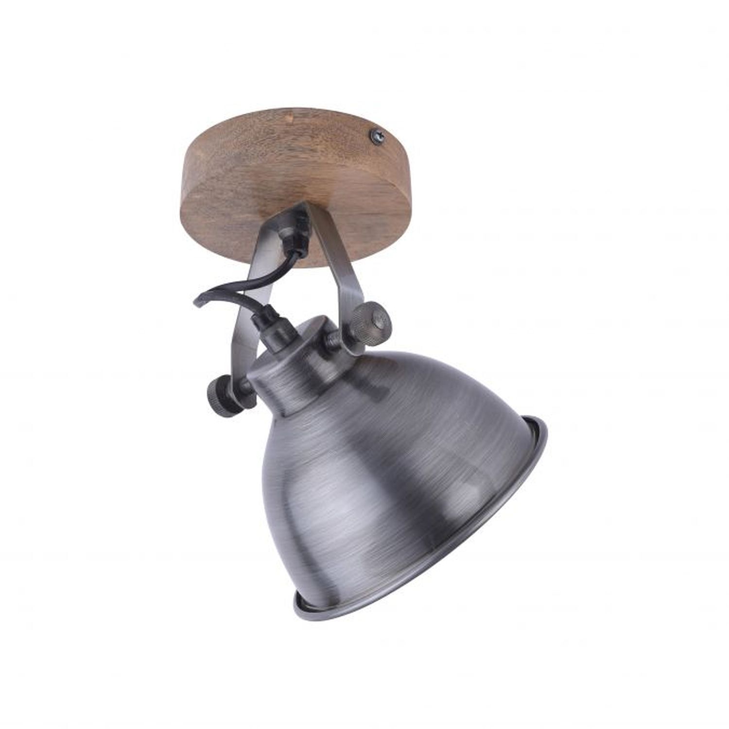 Beweglicher Deckenspot Holz Metall E14 Industrial Beleuchtung