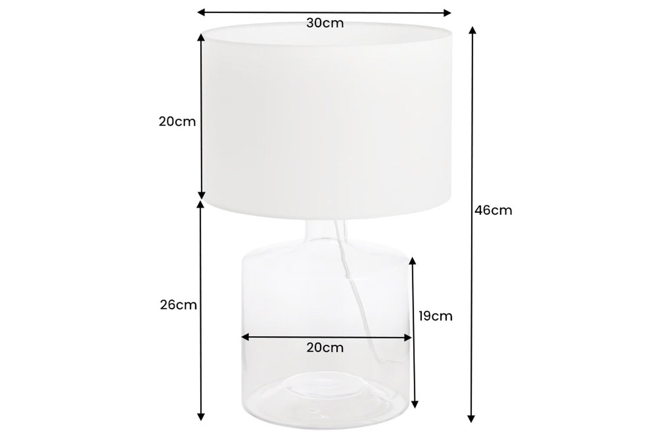 Elegante Tischleuchte AQUAMENTI Weiß Glas Stoff Lampe, Tischlampe, Lampenschirm