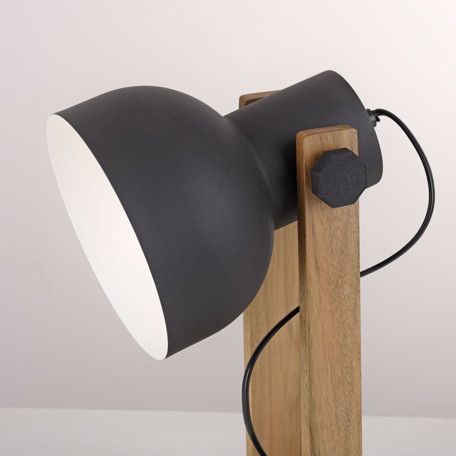 Flexible Tischlampe Holz Metall E27 45 cm Industrial