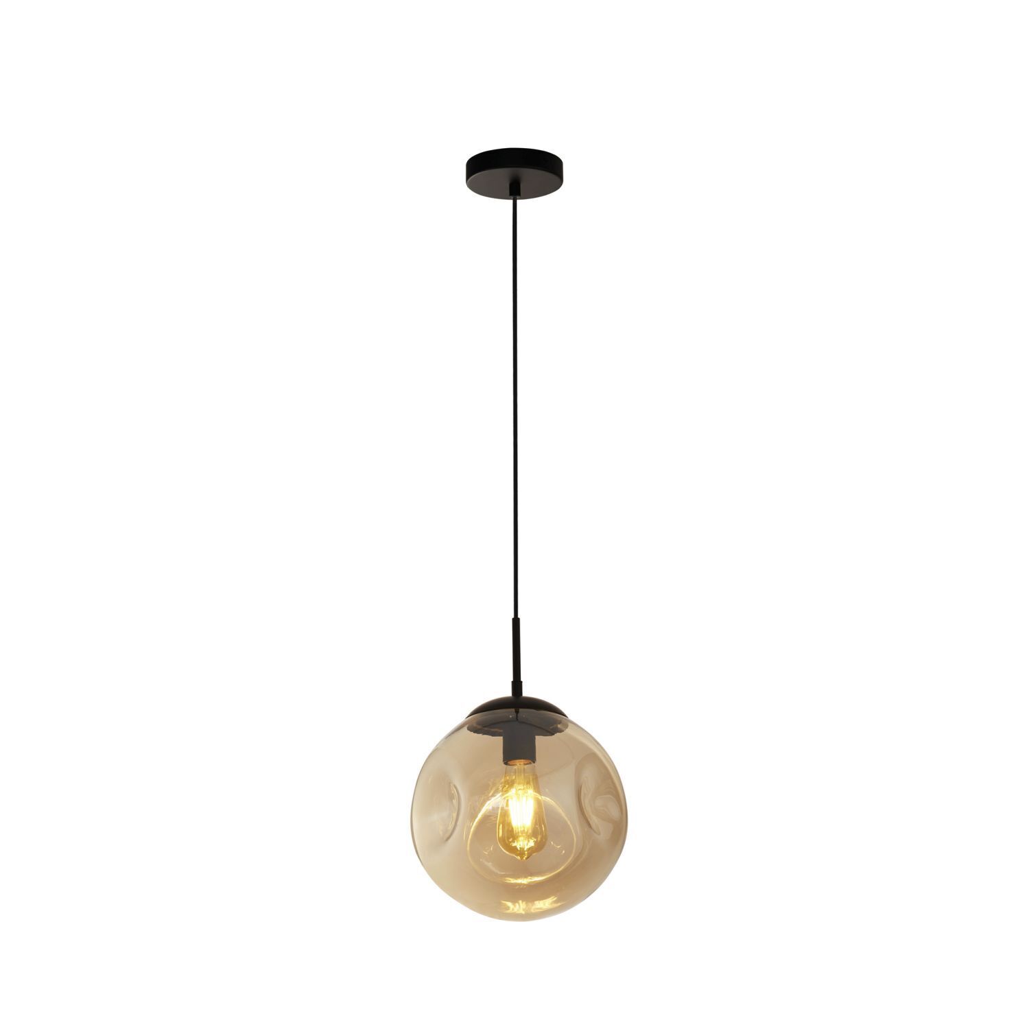 Hängeleuchte Schwarz Champagner E27 D: 25 cm Glas TALIA