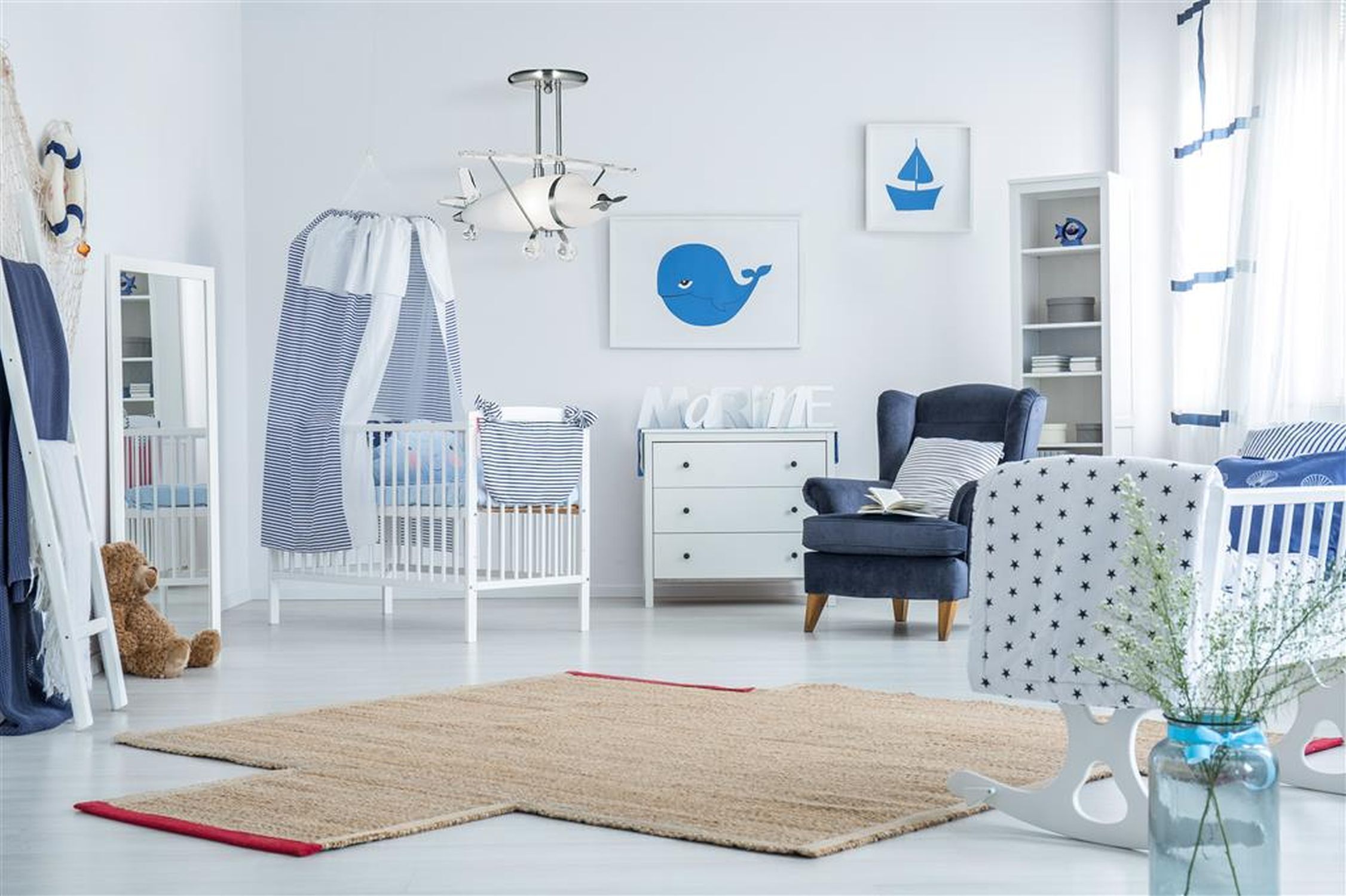 Deckenlampe Kinderzimmer Flugzeug E27 Metall Glas