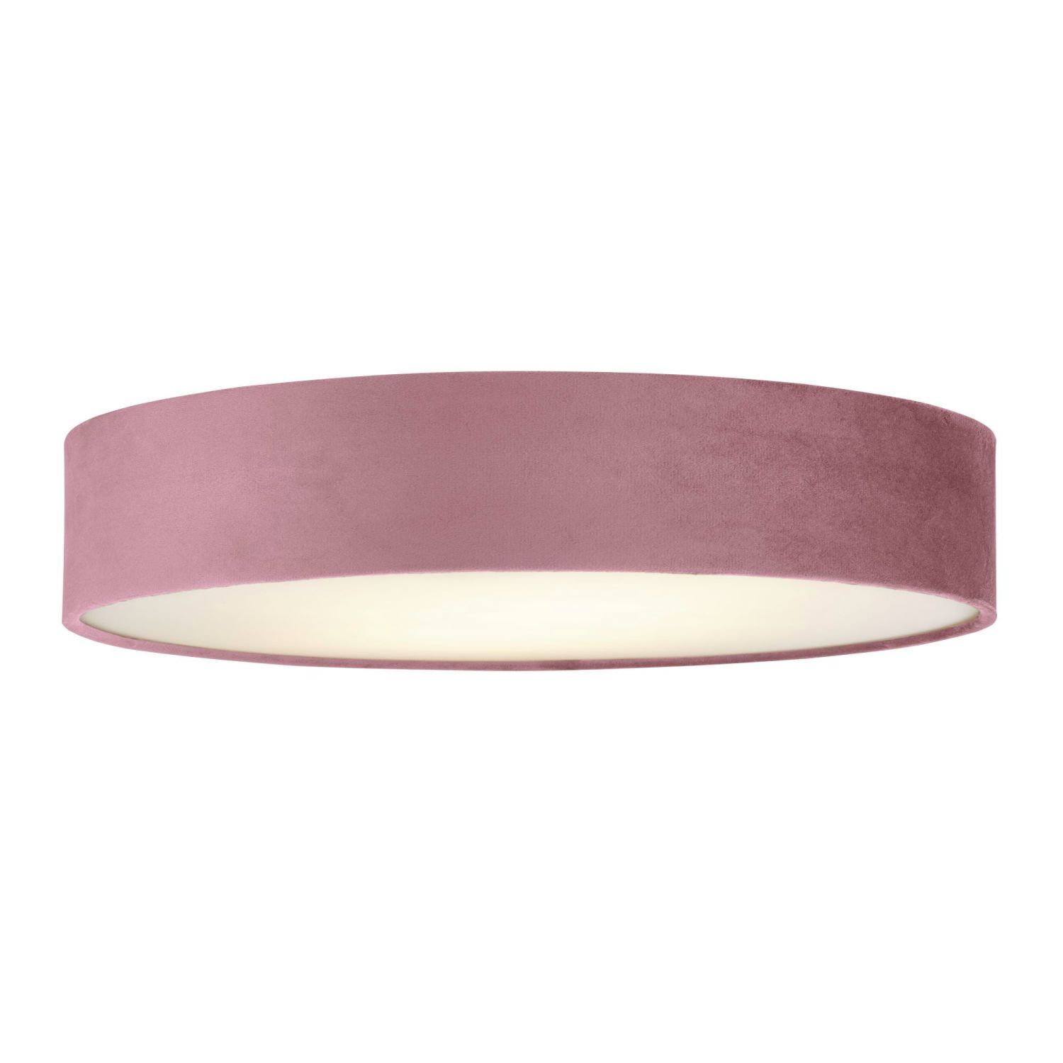 Deckenleuchte rund Ø 50cm H: 10cm Rosa Samt Schirm 3x E27