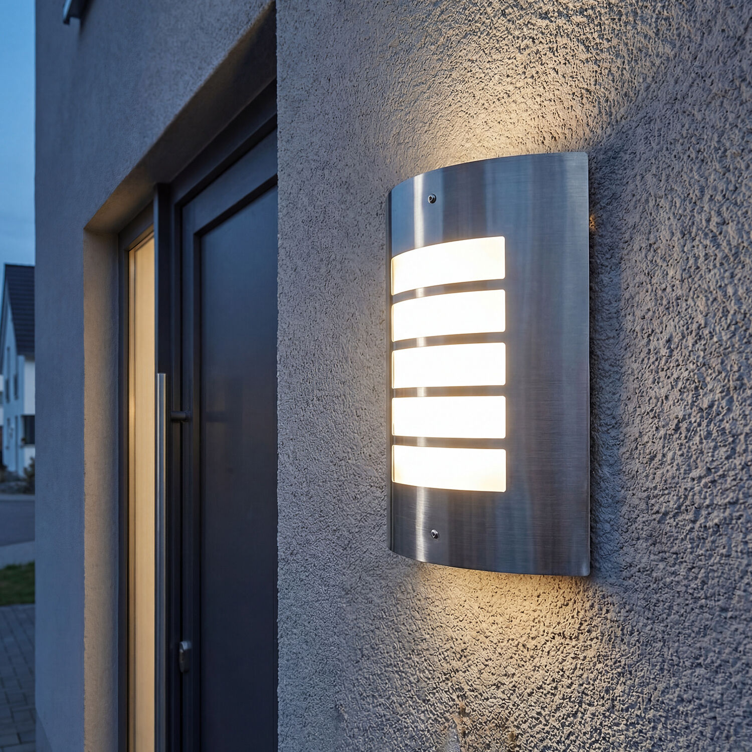 Außenwandlampe Edelstahl IP44 wetterfest Haus Modern Außenleuchte, Wandleuchte, Stahl, LED-Beleuchtung, Schlitz-Design
