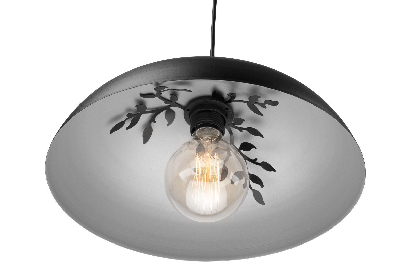 Retro Hängeleuchte in Schwarz Silber rund Esstisch