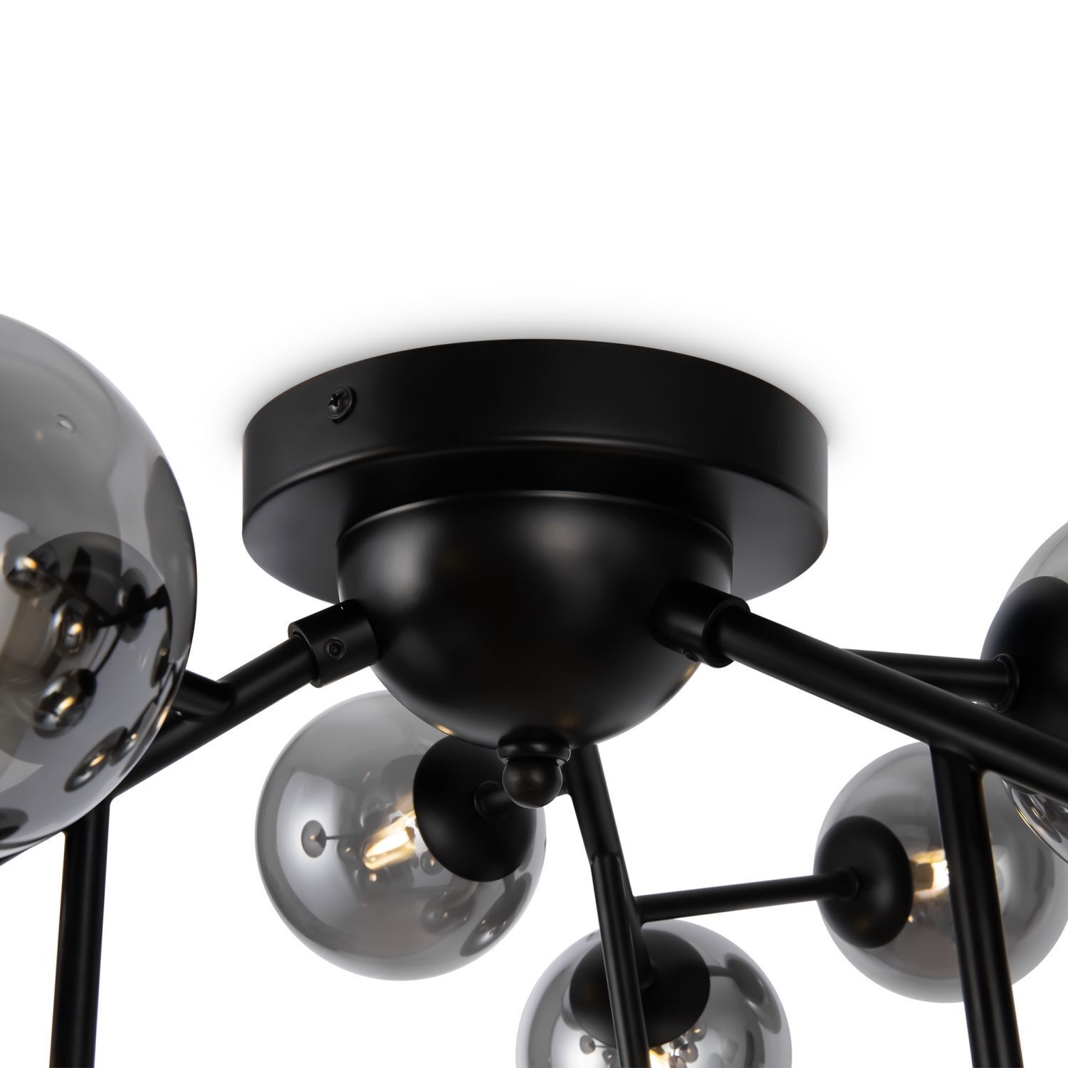 Deckenlampe Metall Rauchglas B: 60 cm Schwarz G9 Modern