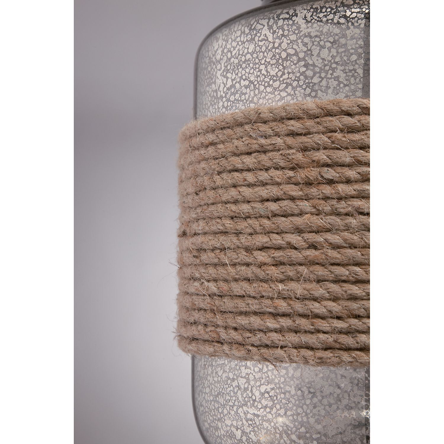 Tischleuchte Glas Leinen Klassisch 83cm in Silber Beige Seil